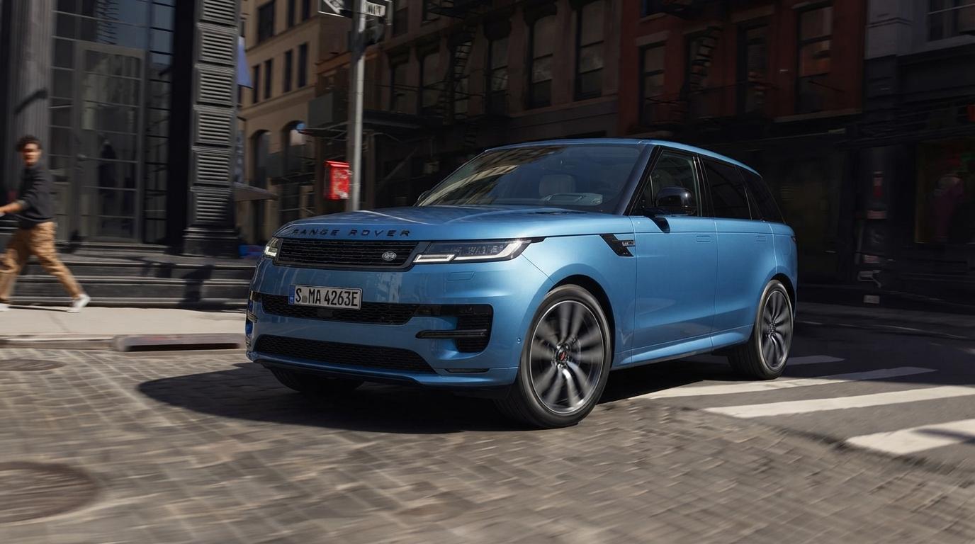 Range Rover Sport bleu en ville
